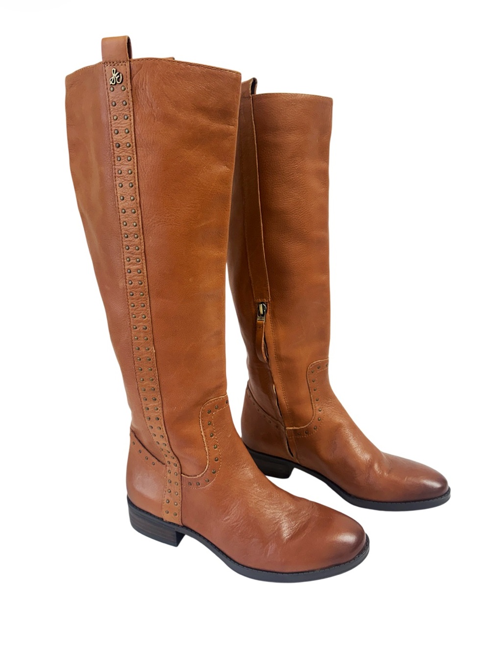 DAM EDELMAN Prina Riding Boots, Cognac/Whiskey color, leather, Like New! size 7